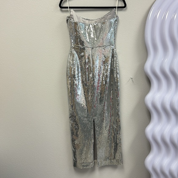 Sequin Curved Strapless Drape Dress - Picture 8 of 10